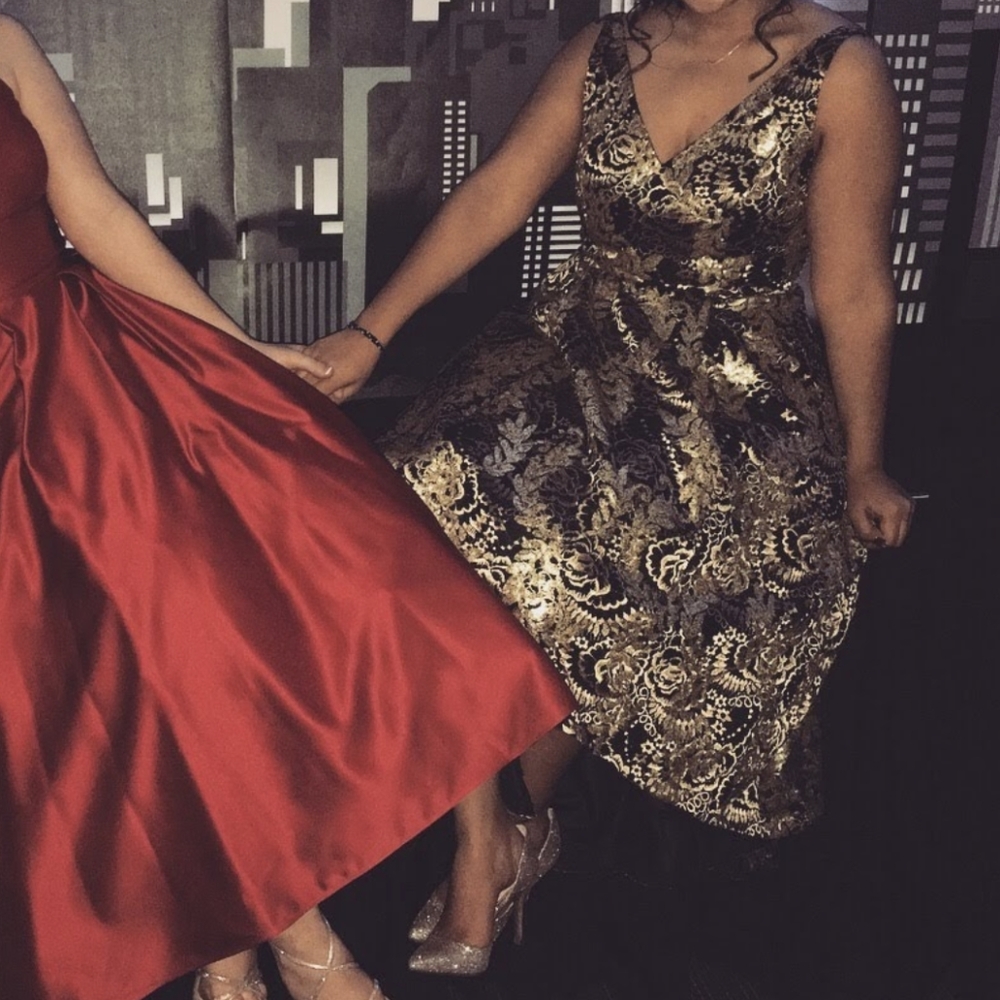 Black and gold gown